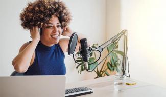 woman at microphone